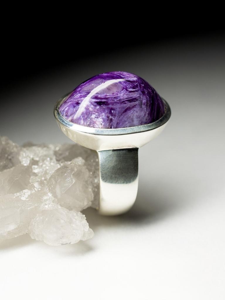 Charoite Ring silver Purple, Wedding anniversary gift, Natural Gemstone For Sale 1
