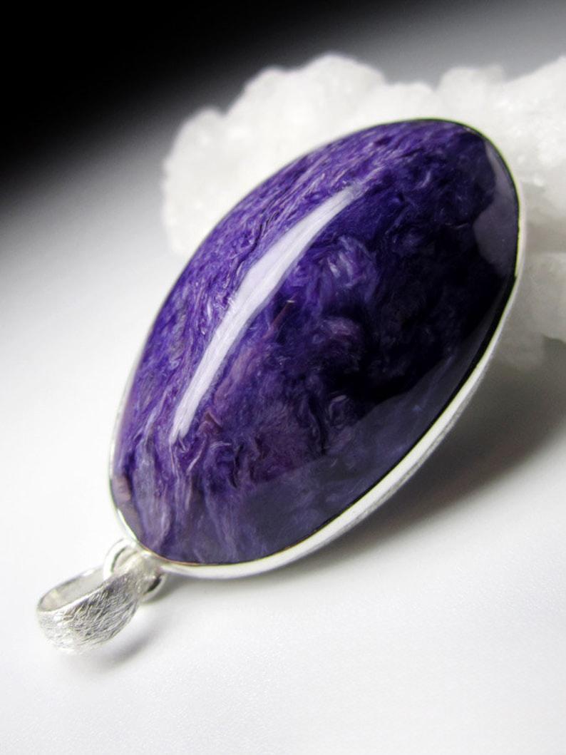 Charoite Silver Pendant Natural Royal Purple Gemstone gift Vintage style 2
