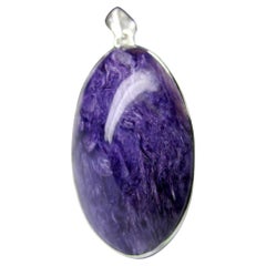 Charoite Silver Pendant Natural Royal Purple Gemstone gift Vintage style