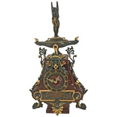 French Gilt Bronze and Rouge Marble Mantel Clock by Charpentier Paris Circa 1880