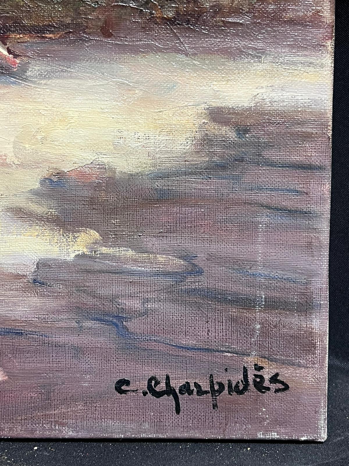 French Impressionist Signed Oil Blue Coastline Sand Dunes and Landscape 1