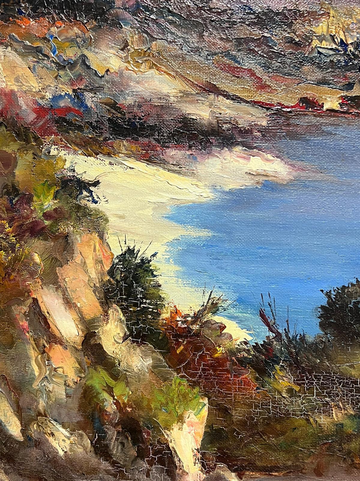 French Impressionist Signed Oil Blue Coastline Sand Dunes and Landscape 2