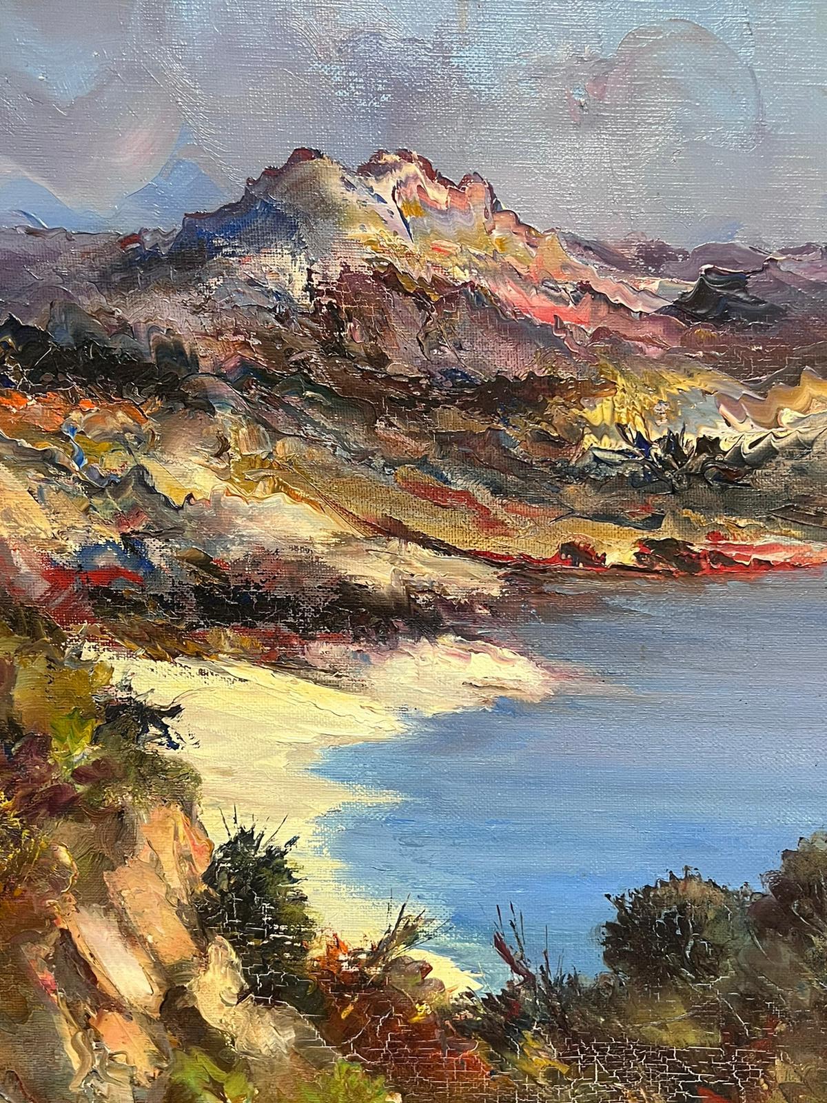French Impressionist Signed Oil Blue Coastline Sand Dunes and Landscape 4