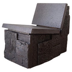Charred Cork Bark and French Oak Chair by Vasco Fragoso Mendes