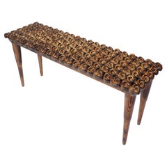 Charred Handcrafted Wood High-Gloss Knot Foyer Bench
