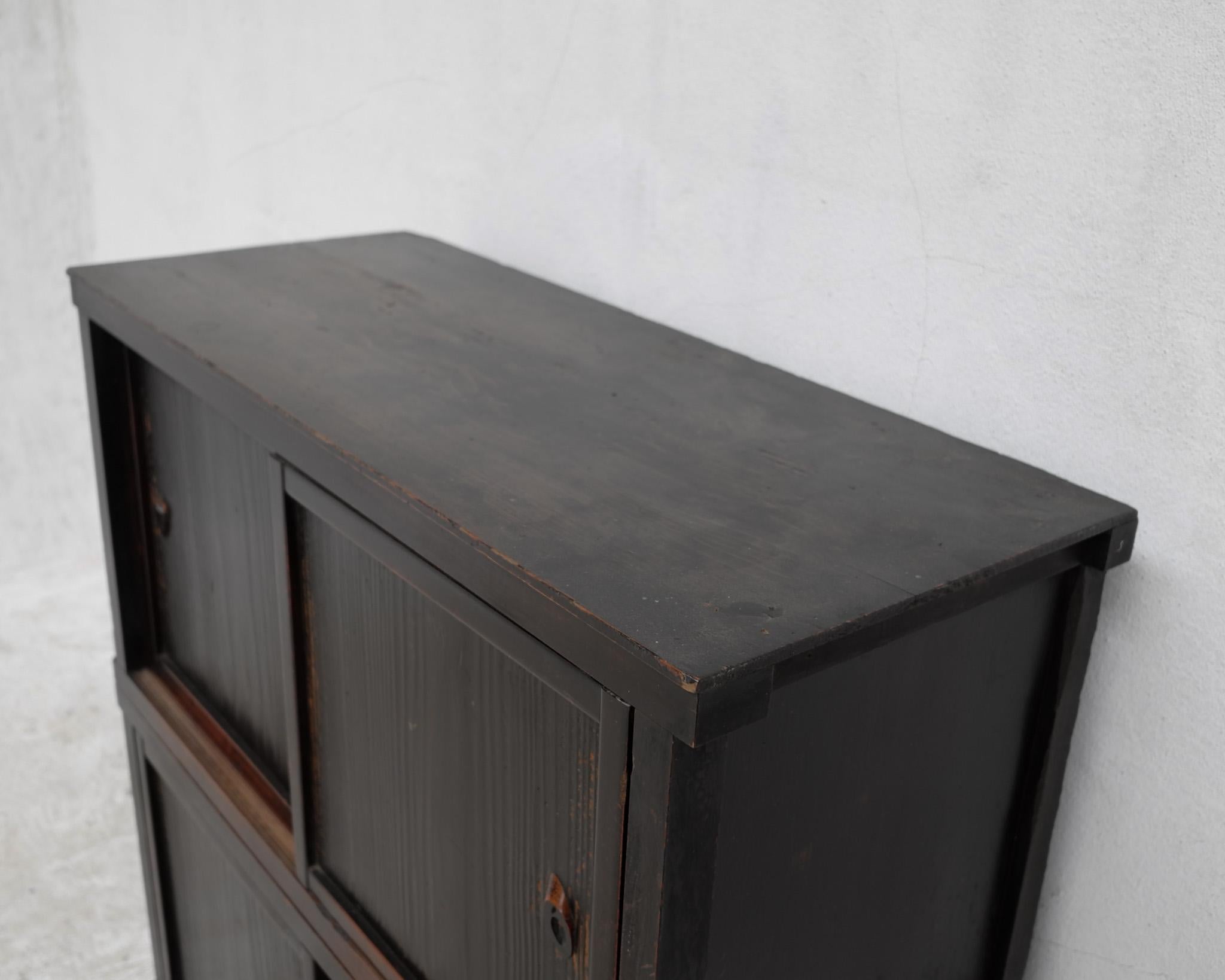 Charred & Heavily Textured Two Part Japanese Tansu Wabi Sabi In Good Condition In London, GB