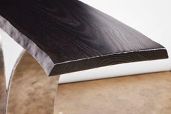 Charred Live Edge Eucalyptus on Tinted Steel Base Console Table by Carlo Stenta