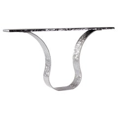 Charred Live Edge Maple on Polished Steel Base Console Table by Carlo Stenta