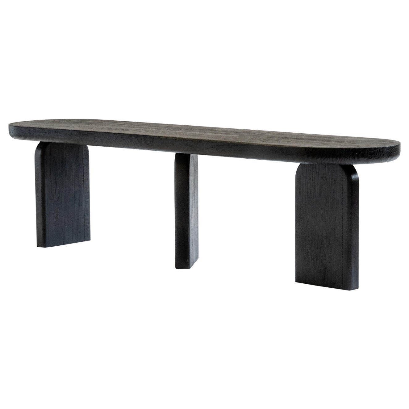Charred Oak Entry Bench / Dining Bench For Sale