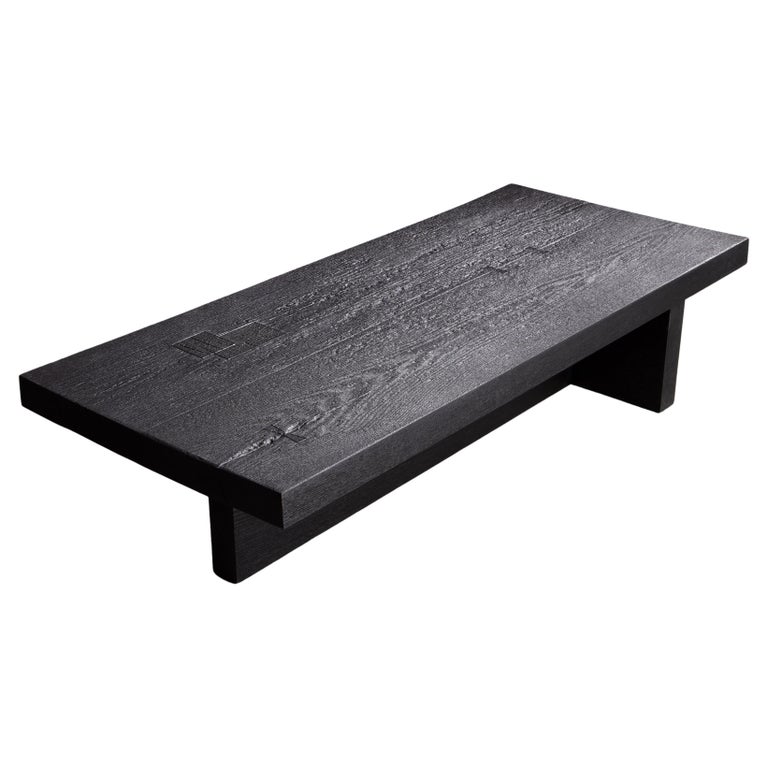 Charred Oak Japanese Inspired Coffee Table For Sale