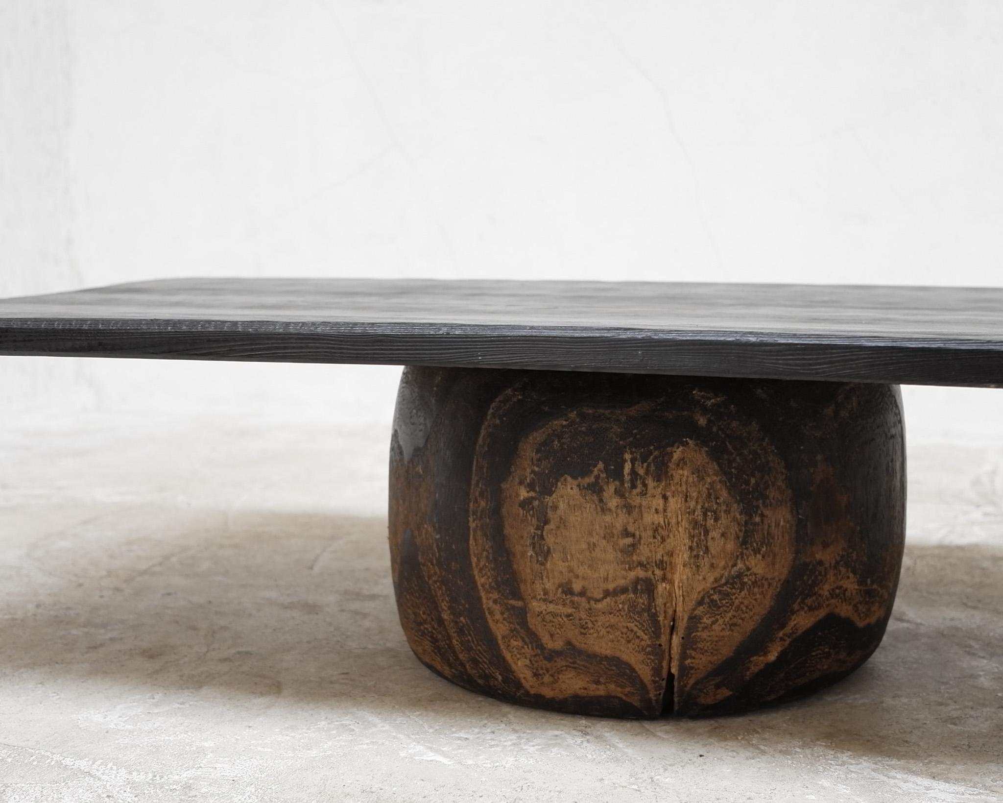 19th Century Charred Pine & Dug-Out Cedar Japanese Coffee Table