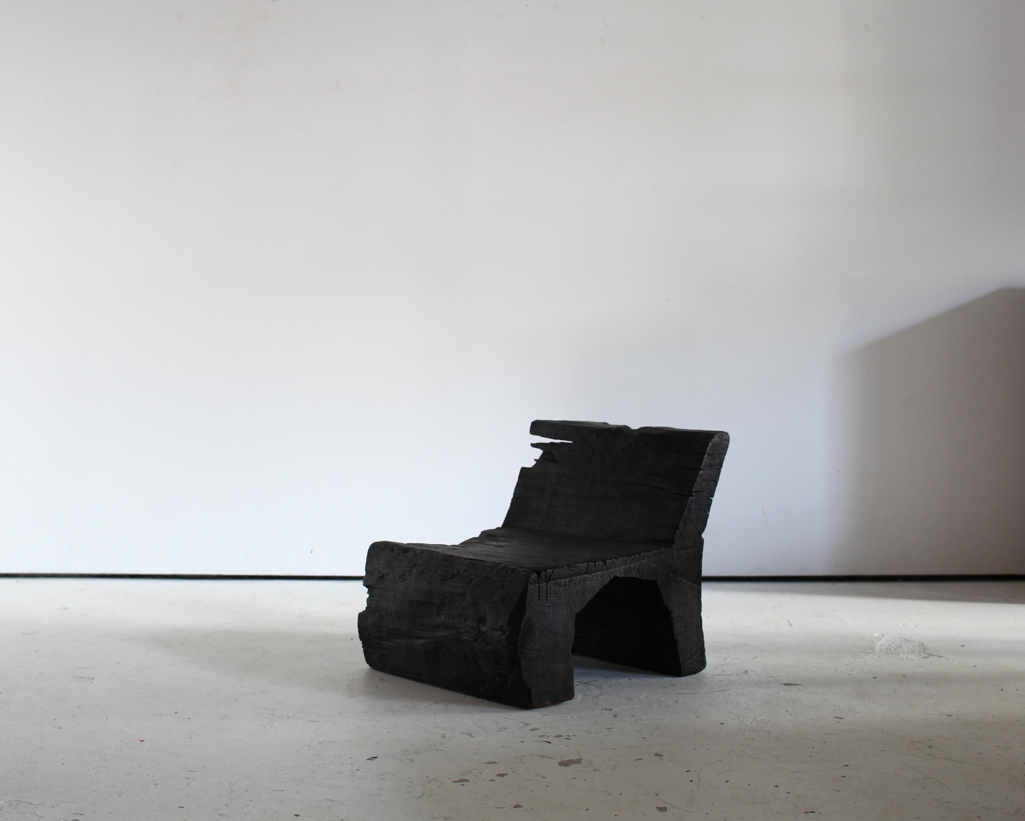 Charred  Primitive Wabi Sabi Japanese Dug-Out Chair In Good Condition In London, GB
