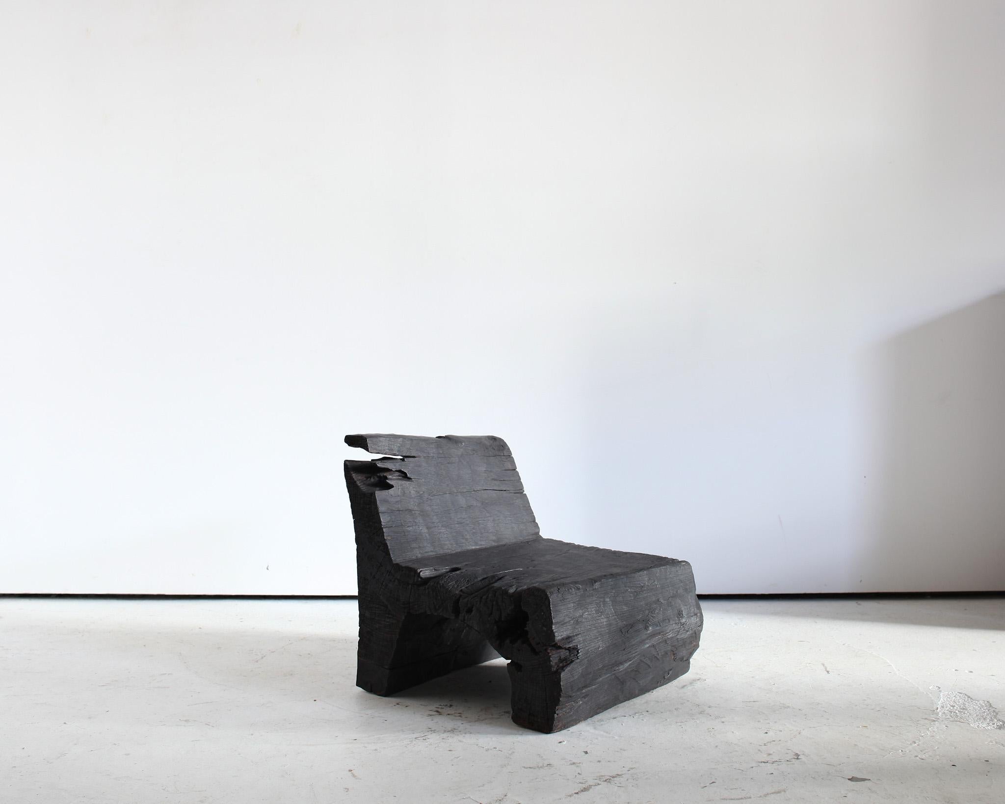 Charred  Primitive Wabi Sabi Japanese Dug-Out Chair 3