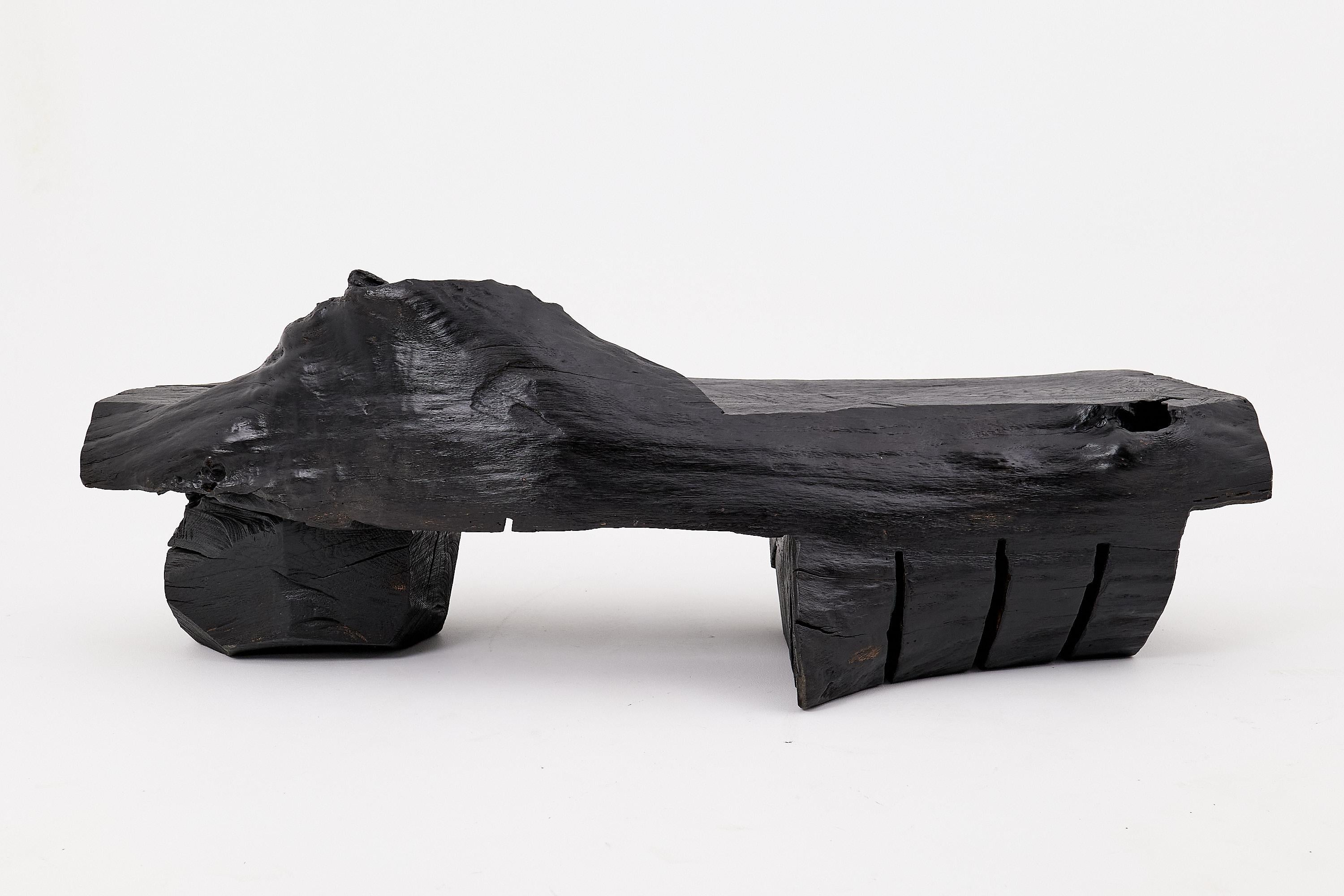 Panchina in legno massiccio carbonizzato di Logniture - Seduta scultorea moderna e organica in vendita 2