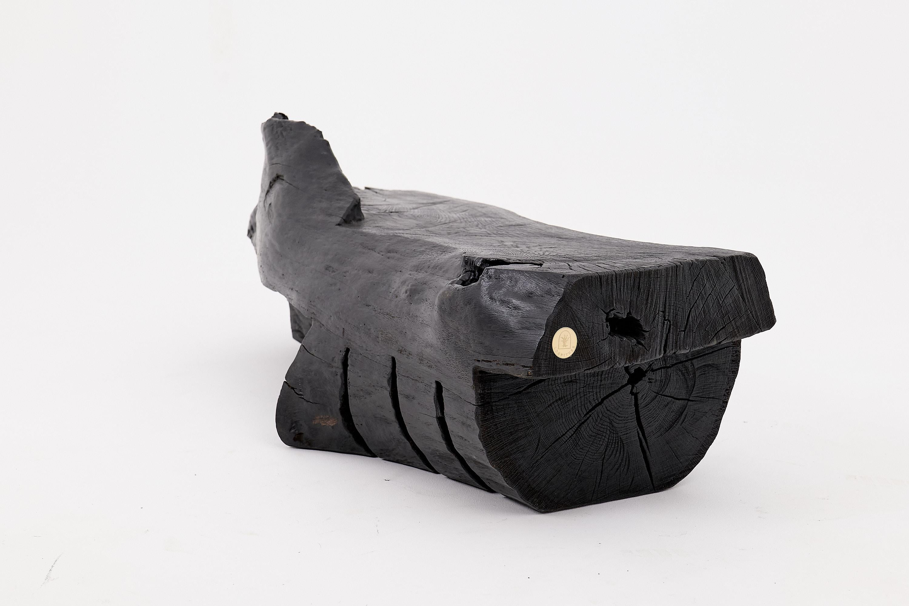 Panchina in legno massiccio carbonizzato di Logniture - Seduta scultorea moderna e organica in vendita 4