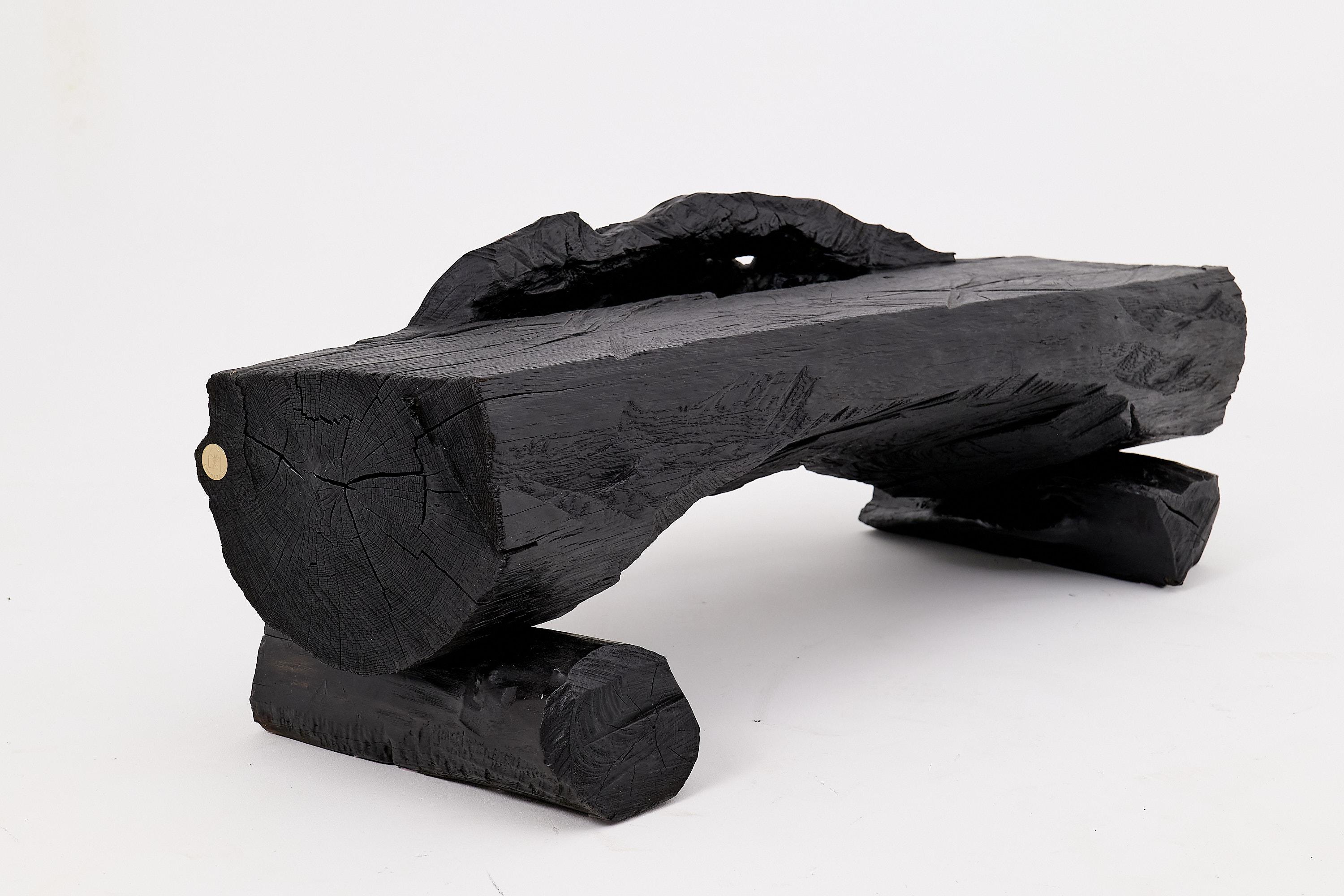 Verkohlte Massivholzbank von Logniture - Organische moderne Sitzskulptur im Angebot 9