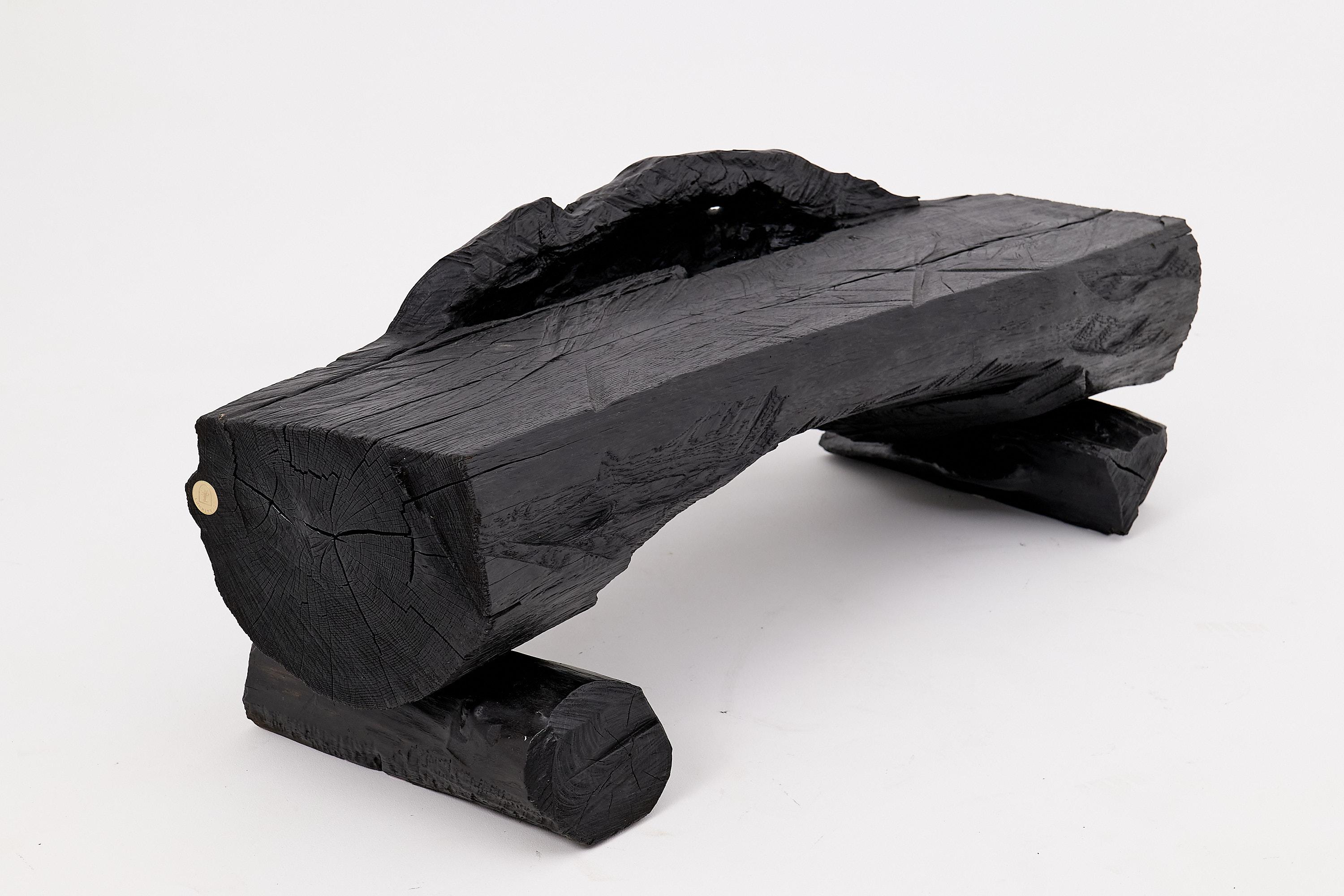 Verkohlte Massivholzbank von Logniture - Organische moderne Sitzskulptur im Angebot 10