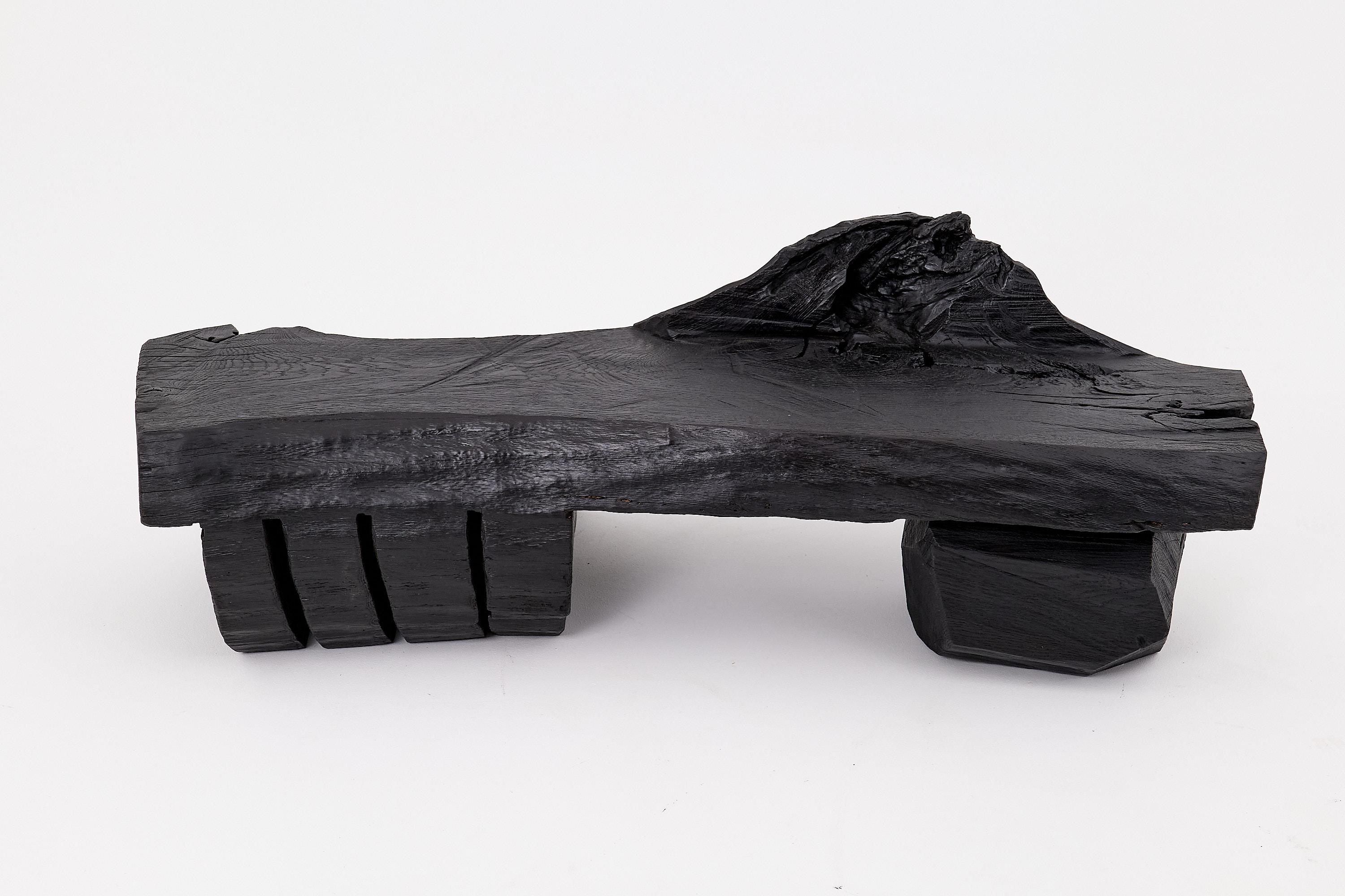 Organico moderno Panchina in legno massiccio carbonizzato di Logniture - Seduta scultorea moderna e organica in vendita