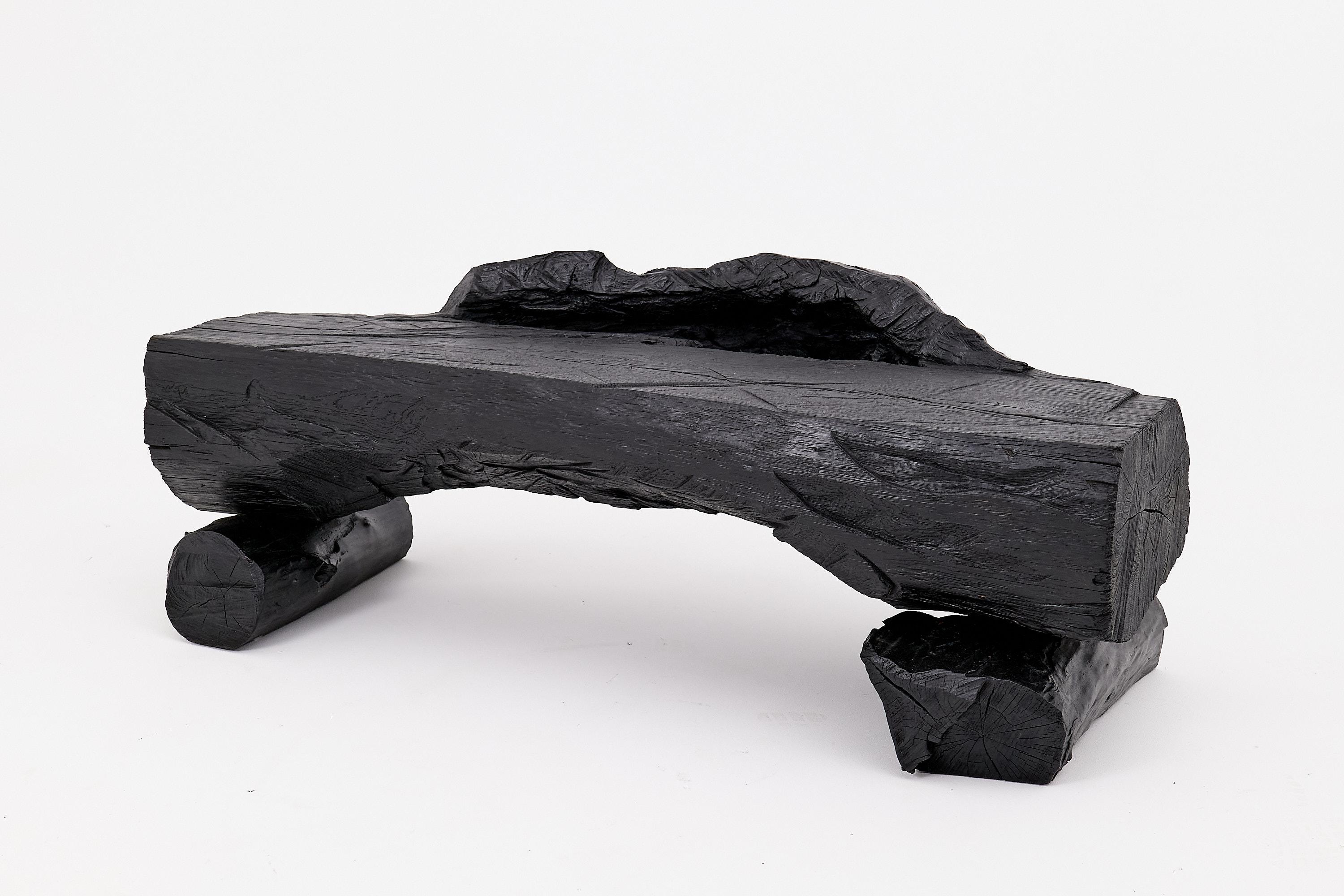 Verkohlte Massivholzbank von Logniture - Organische moderne Sitzskulptur (Kroatisch) im Angebot