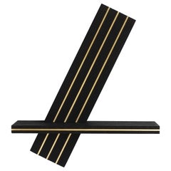 Charred Wood with Inlaid Brass Floating Shelf, "Elevate No. 5"