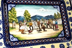 Charrería Ceramic and White Metal Tray