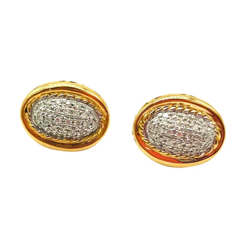 Charriol 18 Karat Pave Diamond Earrings 