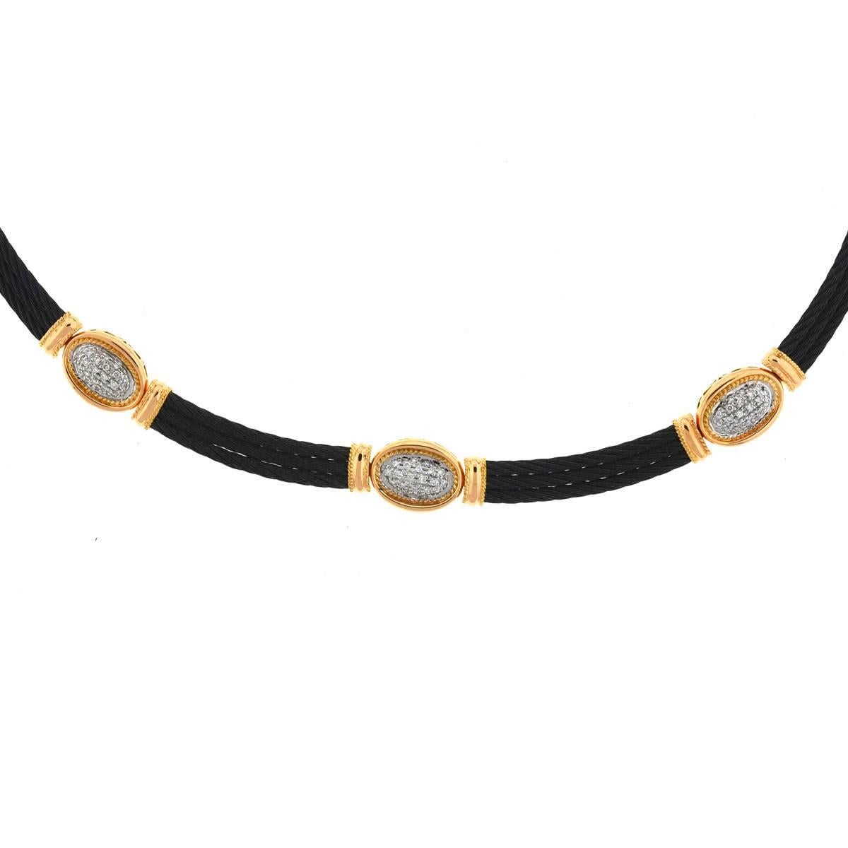Charriol 18 Karat Rose Gold Diamond Flamme Blanche Choker Necklace In Excellent Condition In Boca Raton, FL