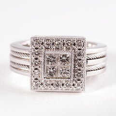 Charriol, bague en or blanc 18 carats avec diamants de 1,00 carat, collection Flamme Blanche