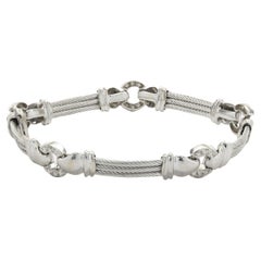 Charriol 18 Karat White Gold & Stainless Steel Diamond Circle Link Bracelet