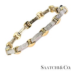 Charriol 18K 750 Pulsera de Oro Blanco/Amarillo Dos Tonos Diamante Blanco Natural VVS