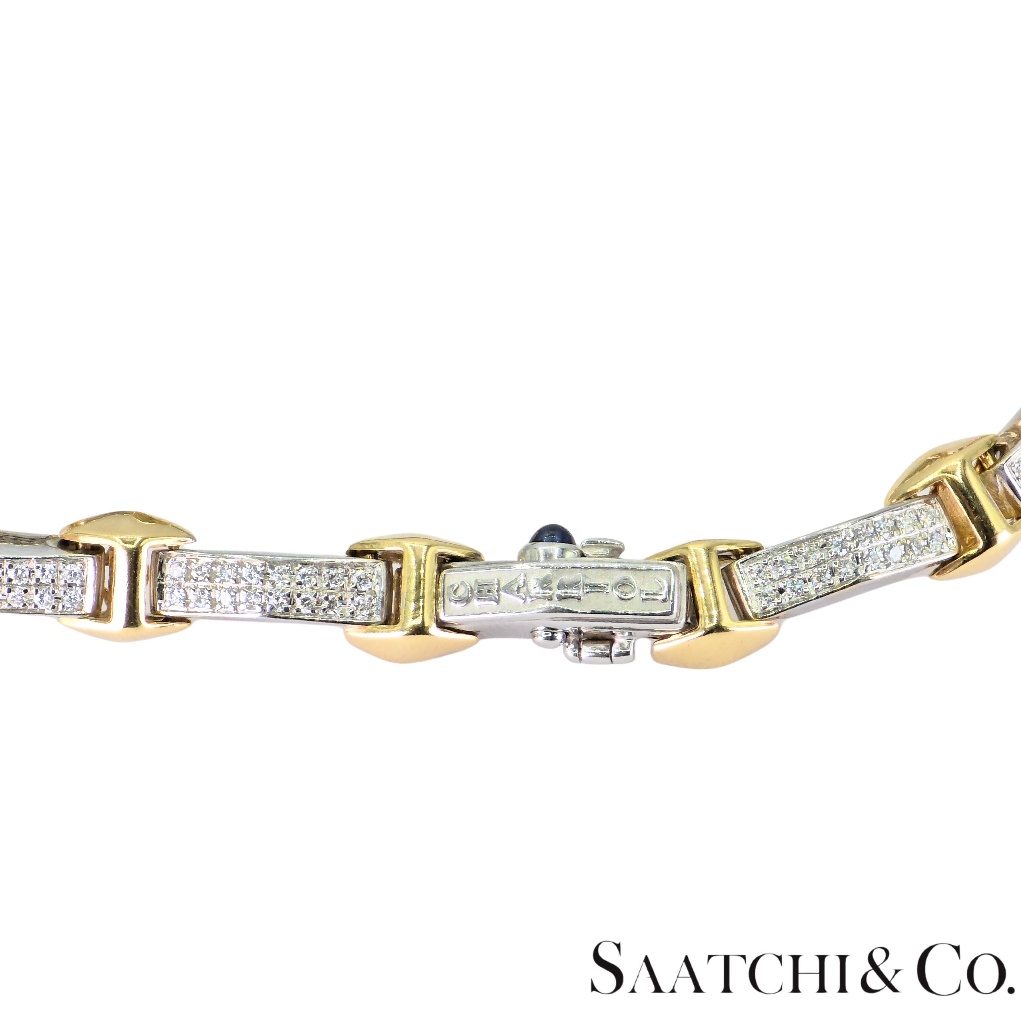 Women's or Men's Charriol 18K 750 White/Yellow Two Tone Gold Bracelet Natural White VVS Diamond For Sale