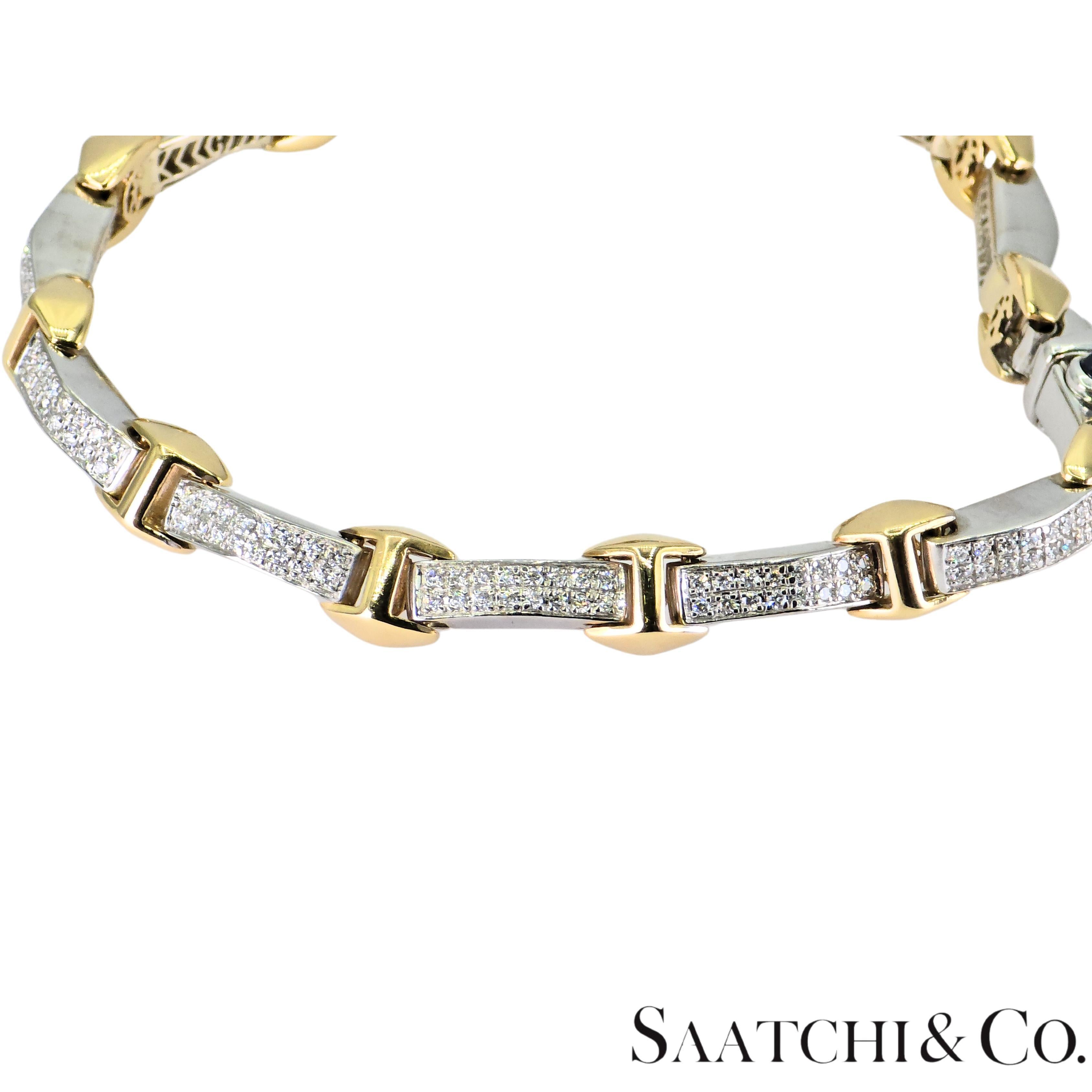 Charriol 18K 750 White/Yellow Two Tone Gold Bracelet Natural White VVS Diamond For Sale 1