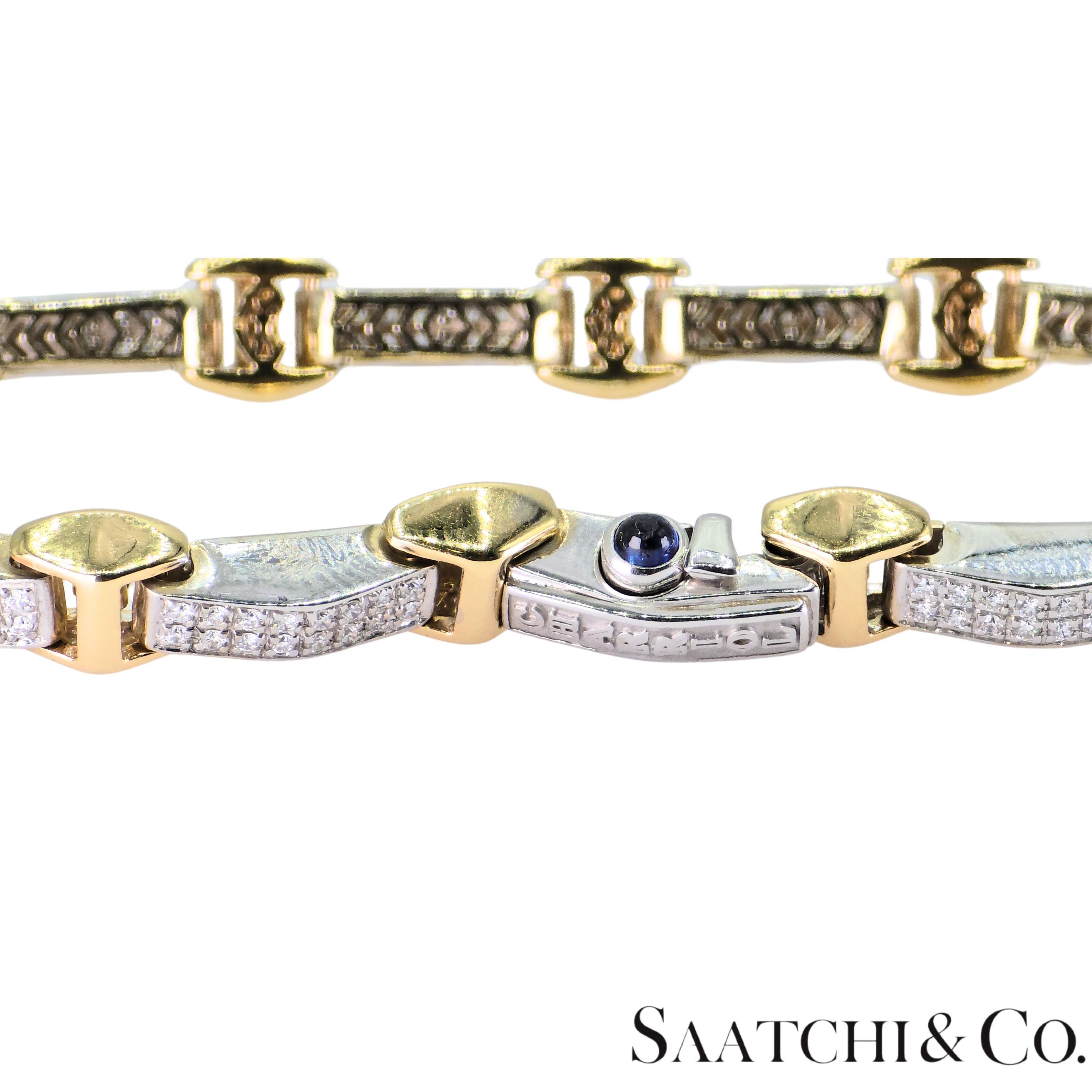 Charriol 18K 750 White/Yellow Two Tone Gold Bracelet Natural White VVS Diamond For Sale 2