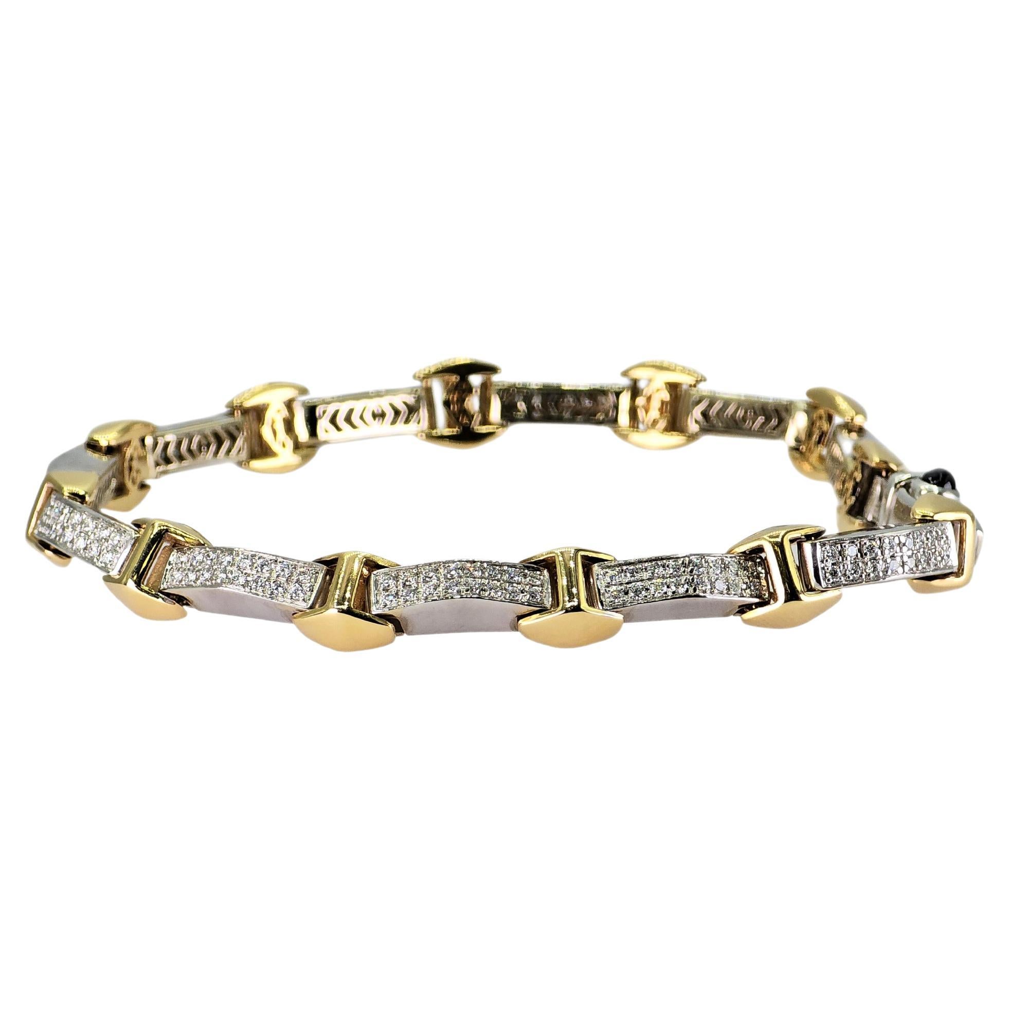 Charriol 18K 750 White/Yellow Two Tone Gold Bracelet Natural White VVS Diamond For Sale