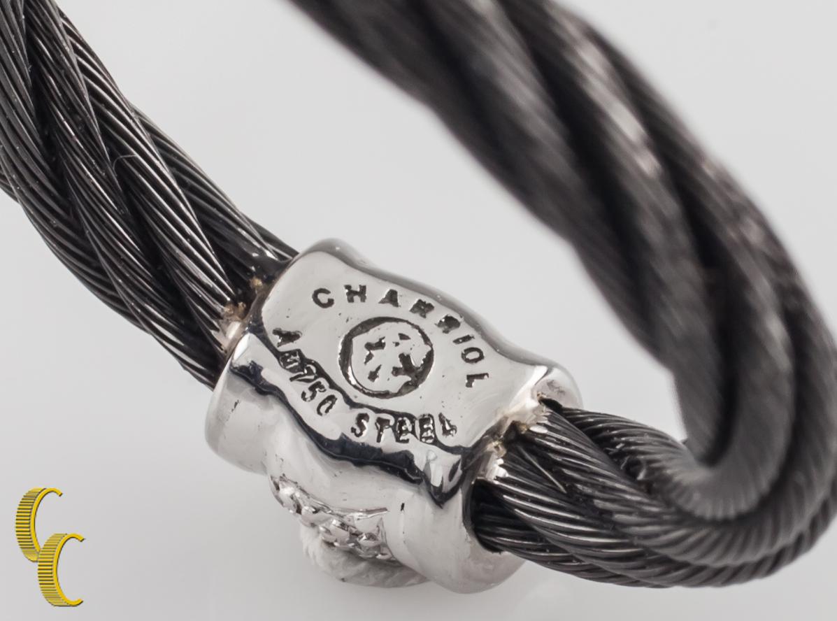 Charriol Anillo Noir Celta Cable Negro de Oro Blanco de 18 K y Diamantes, Talla 6.25 en venta 1