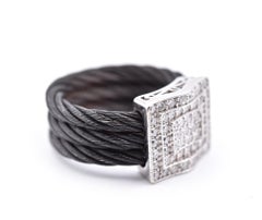 Charriol 18 Karat White Gold Diamond Celtic Noir Ring