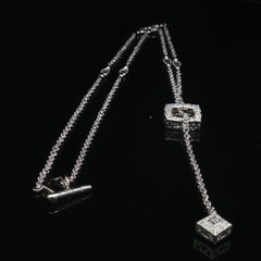 Charriol 18K White Gold Diamond Flamme Blanche Quatrefoil Toggle Necklace 18"