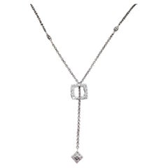 Charriol 18K White Gold Diamond Flamme Blanche Quatrefoil Toggle Necklace 18"
