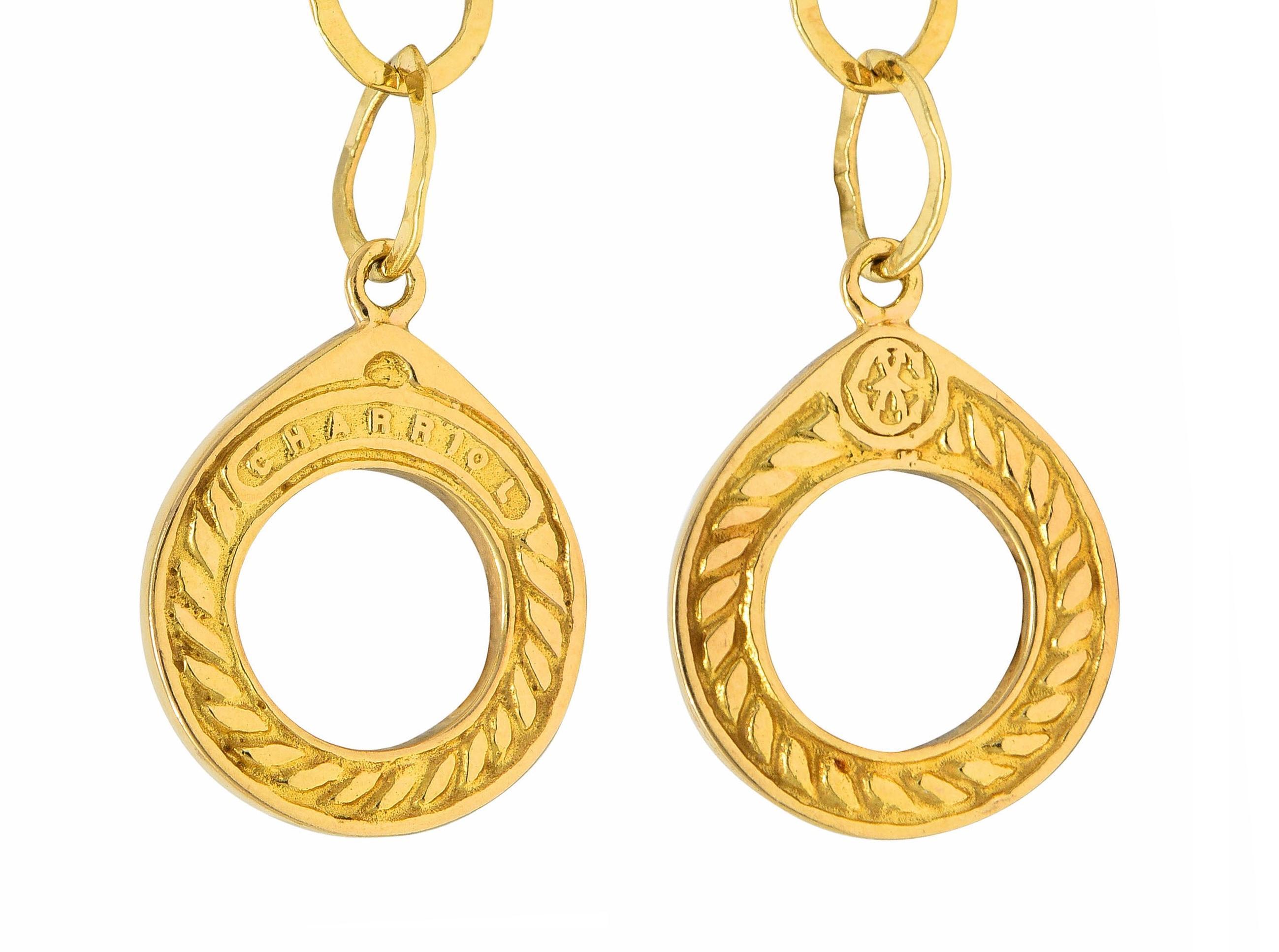 Charriol 2000's Brown Steel 18 Karat Yellow Gold Hammered Celtic Chain Necklace For Sale 2