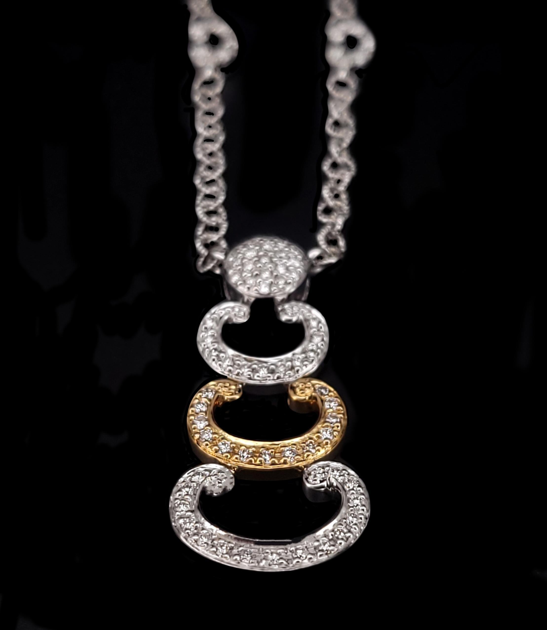 Charriol Authentic 18k White and Yellow Gold Diamond Necklace.
Beautiful station chain design with the Logo C’s drop.
Total Carat of Diamonds:0.49
Necklace measures: 17'' long
Drop length measures: 29.7mm
Drop Width measures: 13.3mm
Condition Mint,