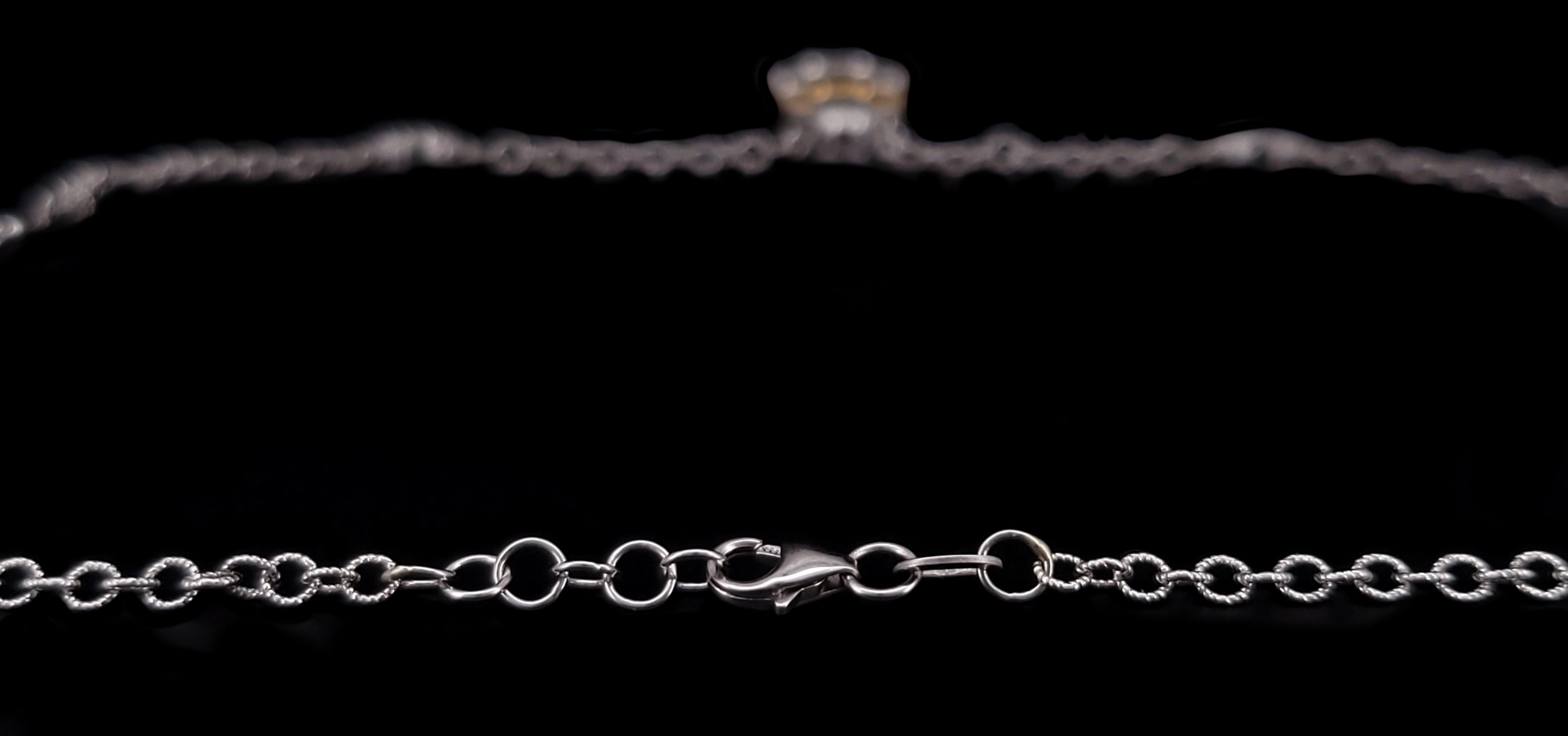 Women's Charriol Authentic 18k White & Yellow Gold Diamond Station Necklace For Sale