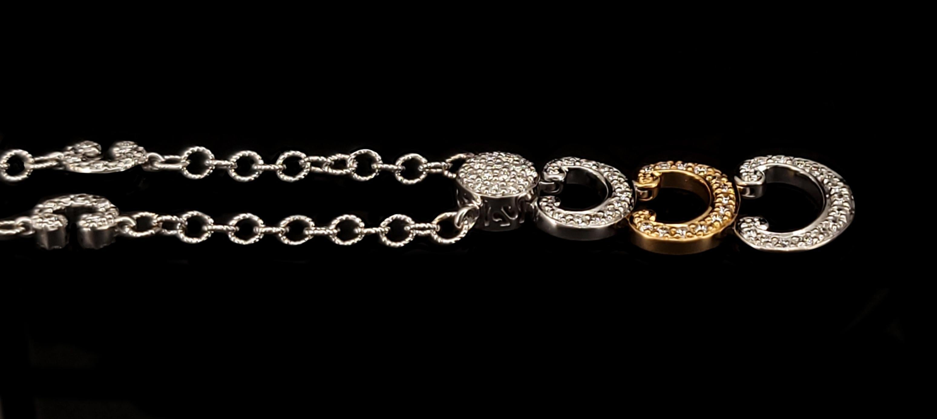Charriol Authentic 18k White & Yellow Gold Diamond Station Necklace For Sale 1