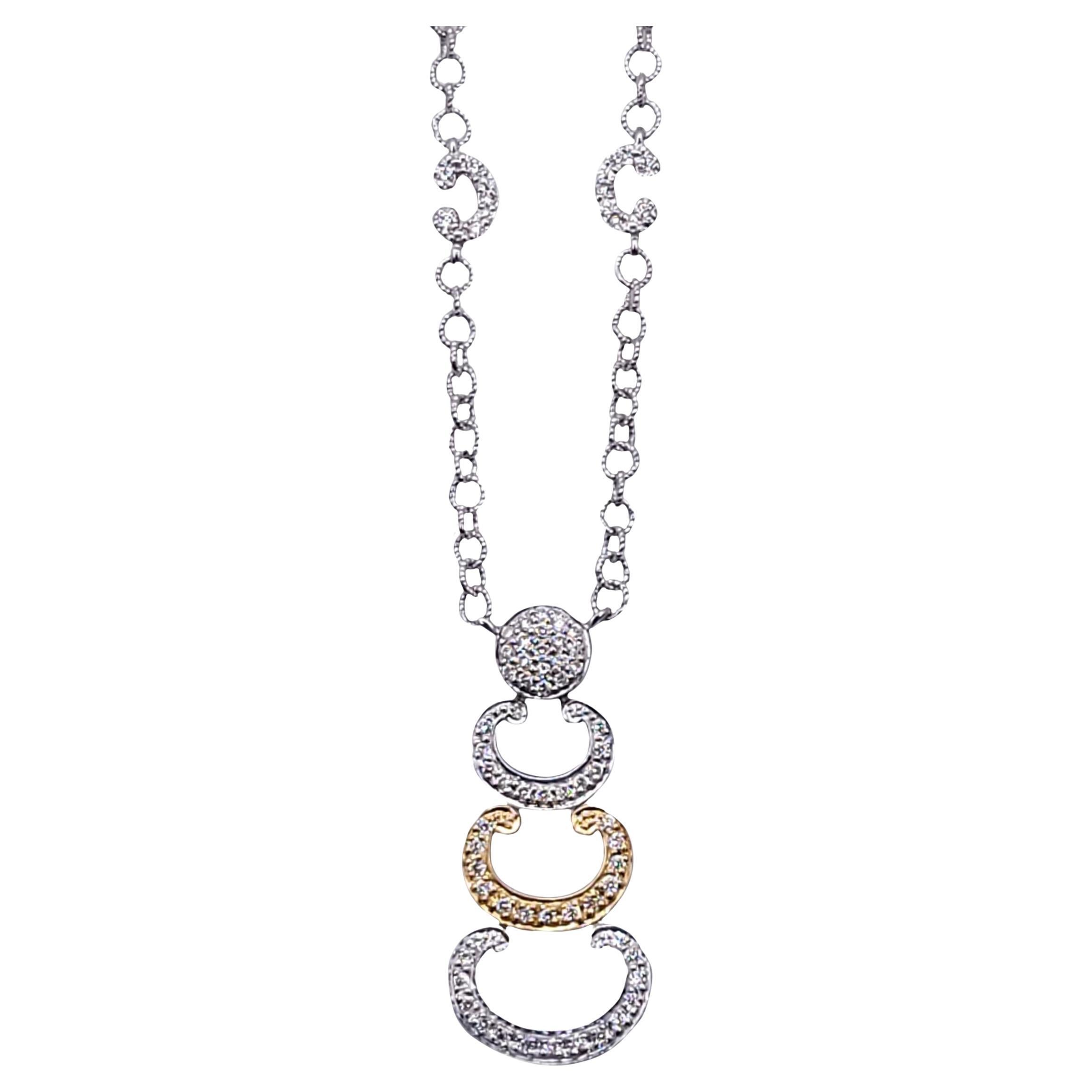 Charriol Authentic 18k White & Yellow Gold Diamond Station Necklace
