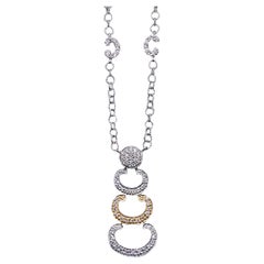 Charriol Authentic 18k White & Yellow Gold Diamond Station Necklace