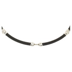 Charriol Black Steel and 18 Karat White Gold Diamond Choker Necklace