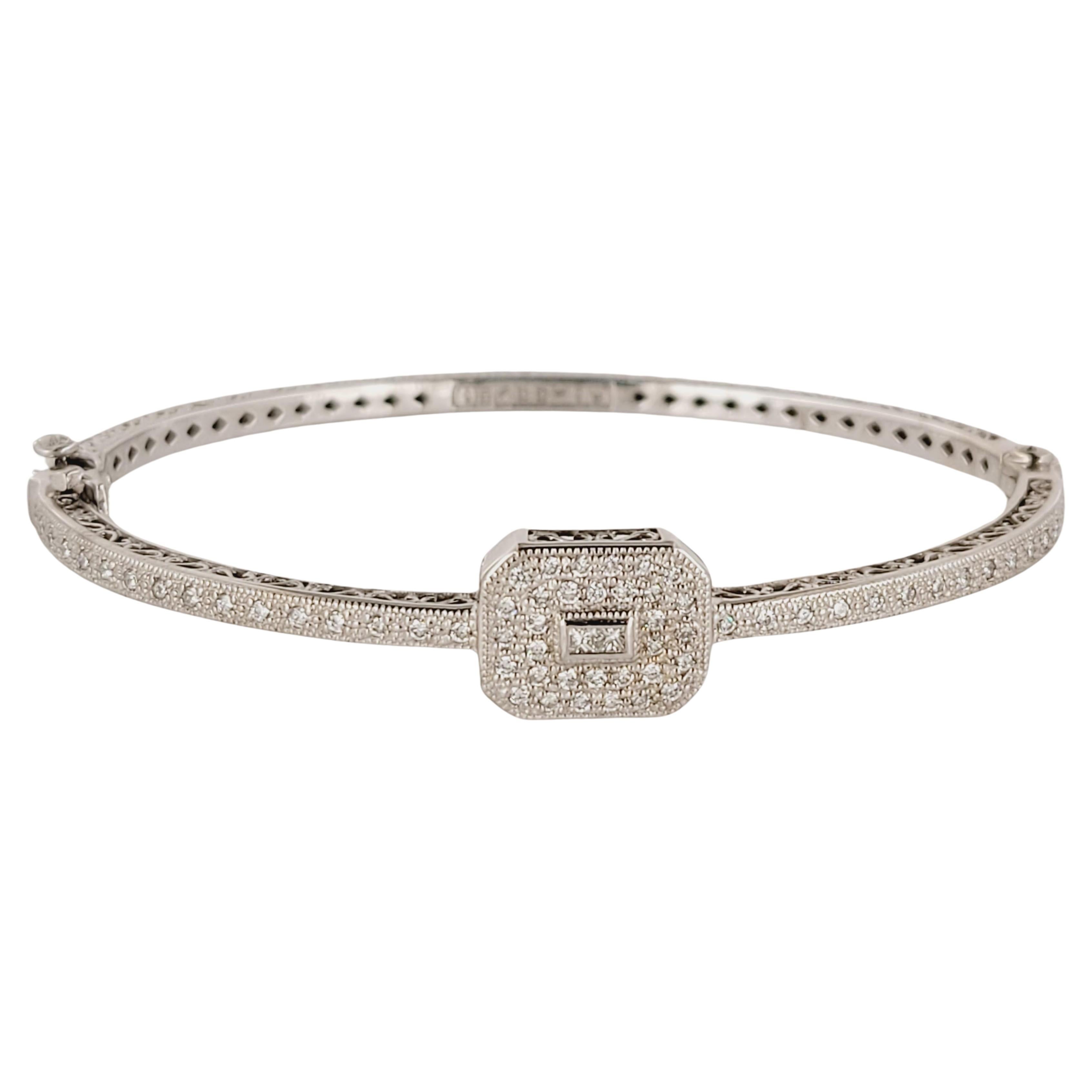 Charriol Blanche Flamme Collection 18 Karat White Gold Diamond Bangle Bracelet For Sale