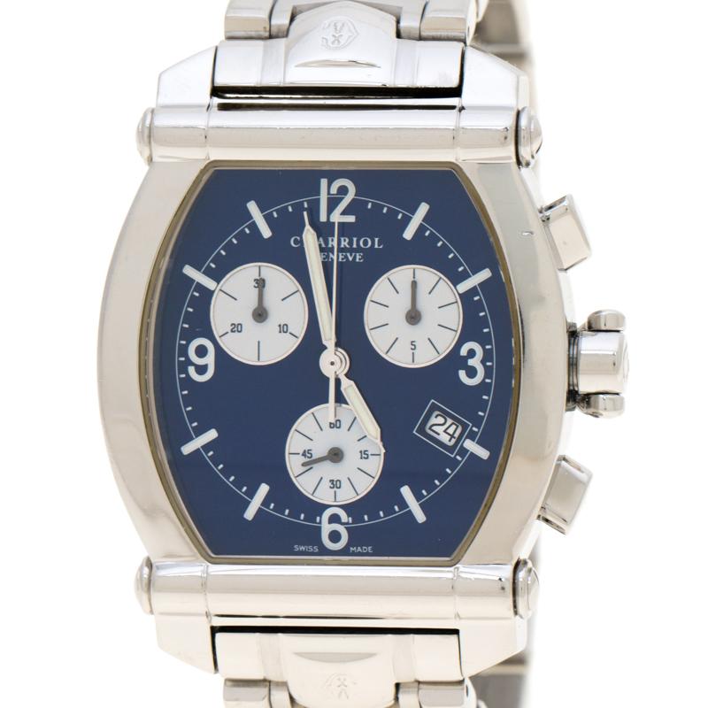 Charriol Blue Mother of Pearl Stainless Steel 060T.100.711 Women's Wristwatch 35 In Good Condition In Dubai, Al Qouz 2