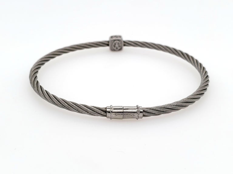 Charriol Cable Mixed Metals 0.04 Carat Round Diamond Bangle Bracelet at ...