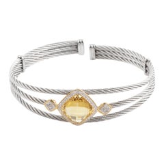 Charriol Celtic Classique Stainless Steel & Yellow Gold Diamond Citrine Bracelet