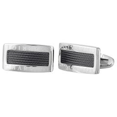 Charriol Celtic Stainless Steel Black Rhodium Plated Cable Rectangle Cufflinks